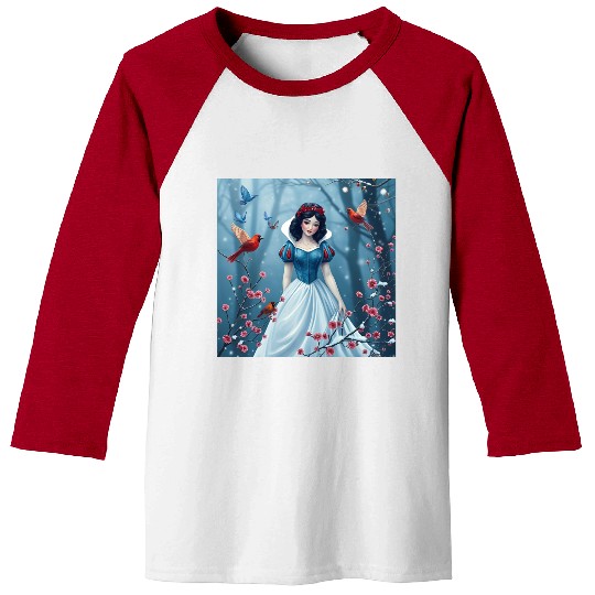 Snow White fantasy with birds. Baseball Tees