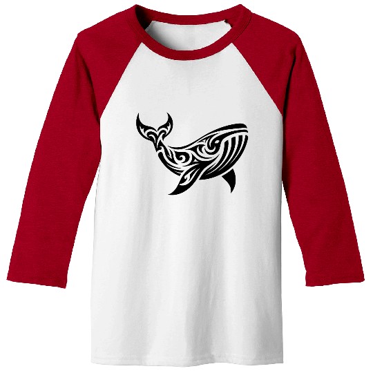 Elegant Giant Whale T Tattoo Style Baseball Tees