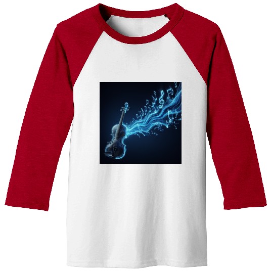 Neon Blue Violin Baseball Tees