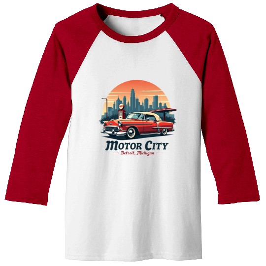 Detroit Gift for Music and Car Lovers Baseball Tees