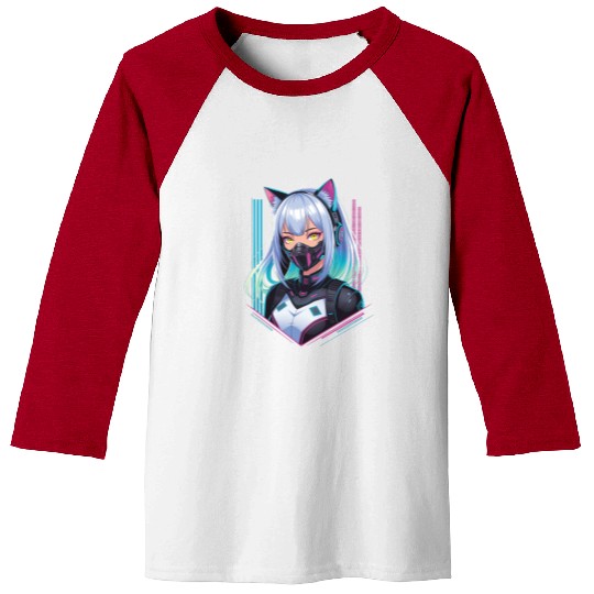Cyberpunk Girl Cat Ears Baseball Tees