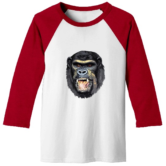 Fierce Gorilla Head Design, Wild Animal Art Baseball Tees