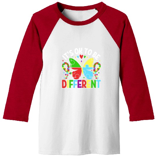 It’s OK to Be Different Autism Awareness Butterfly Baseball Tees