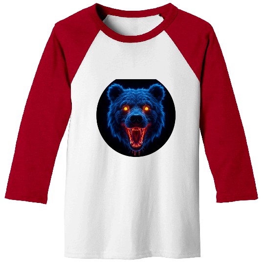 BEAR Roaring in fluo blue with yellow eyes Baseball Tees