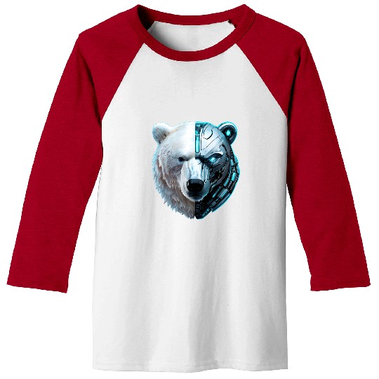 Cyborg Polar Bear Baseball Tees