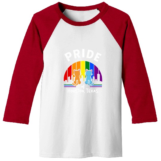 Pride of Houston City Texas USA Rainbow Flag Baseball Tees