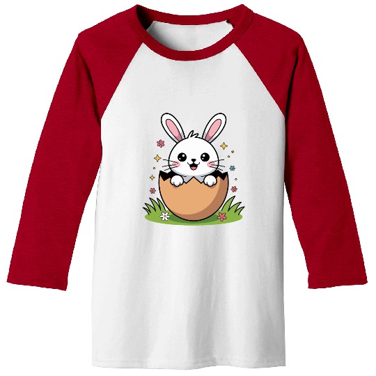 Easter Bunny Hatching Kawaii Egg Baseball Tees
