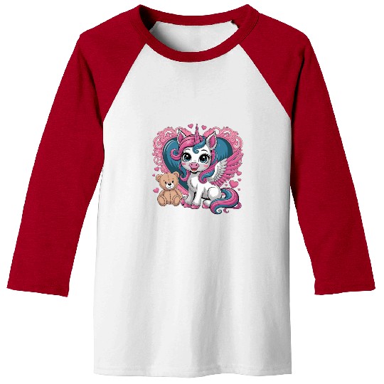 Whimsical Unicorn Magic Heart With Adorable Teddy Baseball Tees