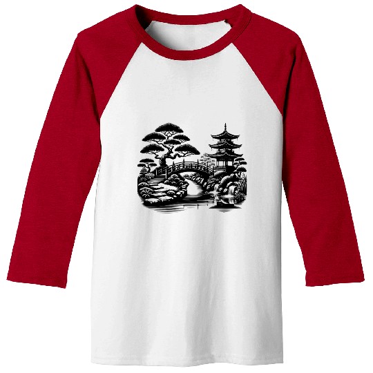 Harmonious Path To The Japanese Temple Garden Baseball Tees