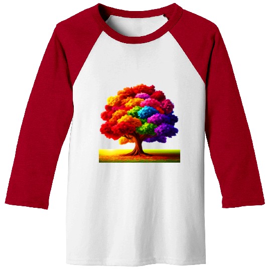 Rainbow colours Spectrum Tree Baseball Tees