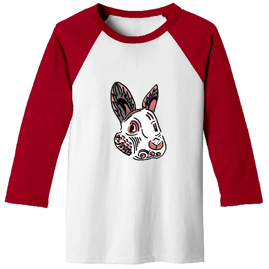 Fantasy Rabbit Face in Ethnic Strokes Baseball Tees