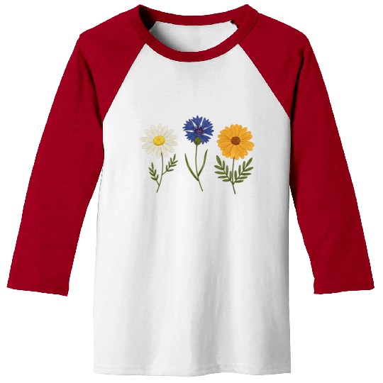 Wildflower Trio Daisy Cornflower Marigold Baseball Tees