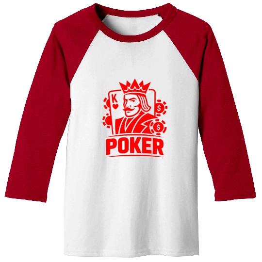 Poker King of Hearts Design Vector One Color Baseball Tees