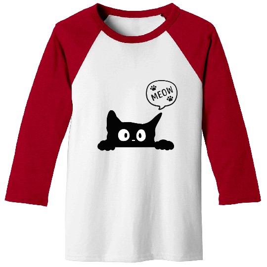 Black Cat- cute meow Baseball Tees