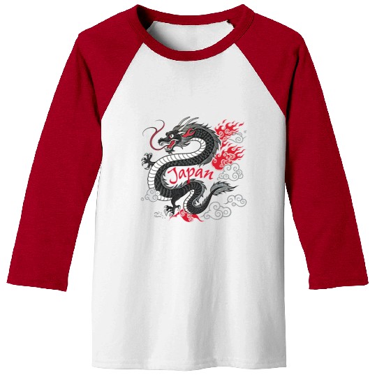 Majestic Japanese Dragon Tattoo Style Art design Baseball Tees