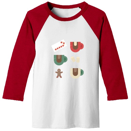 Cute Retro Hot Cocoa Christmas Mug Design Baseball Tees
