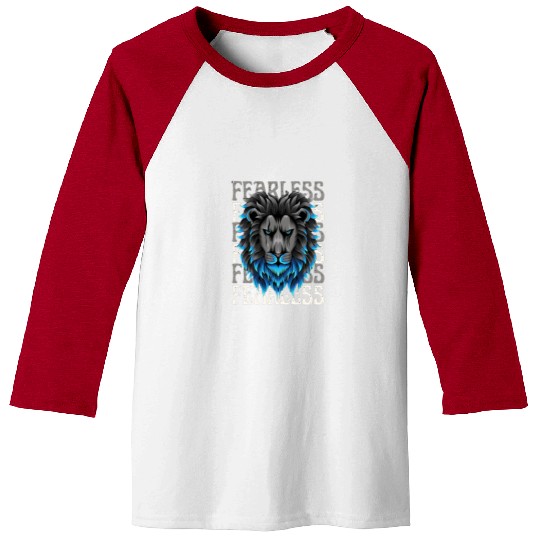Fearless Lion Graphic Baseball Tees - Bold Motivational Stre