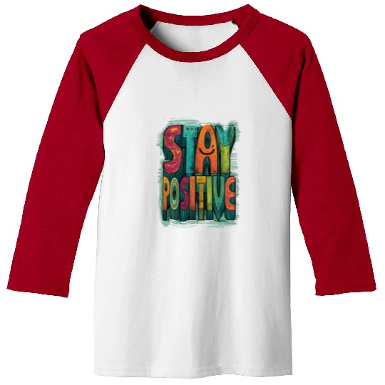 Stay Positive – Retro Color Block Text Baseball Tees