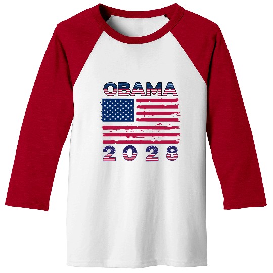 Obama 2028 Vintage Flag Patriotic Politics Protest Baseball Tees