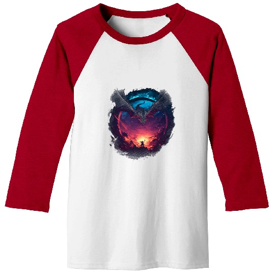 Epic Dragon Motif Fantasy Meets Heroism Baseball Tees