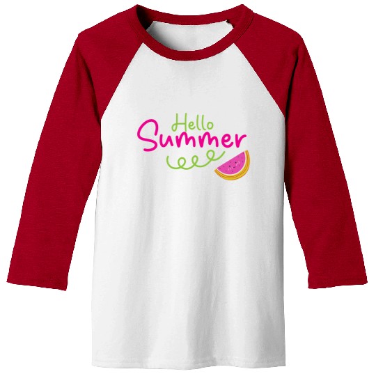 Hello Summer Cute Watermelon Baseball Tees