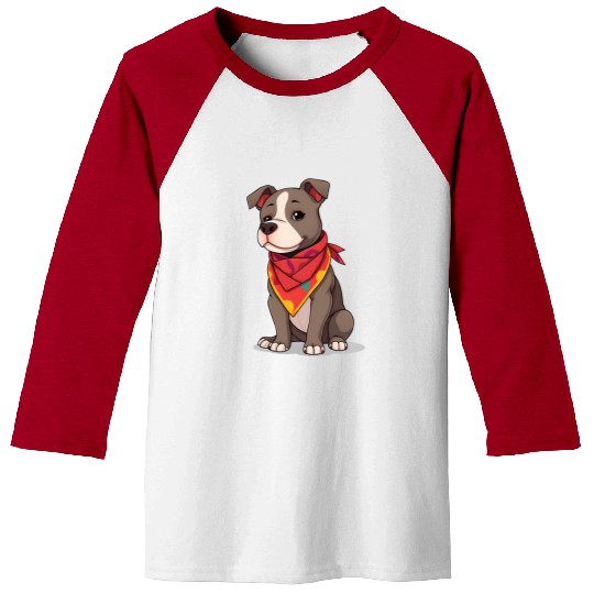 Cute Pitbull with Bandana | Adorable Dog Lover Gif Baseball Tees