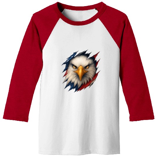 Fierce American Eagle Ripped Design Baseball Tees