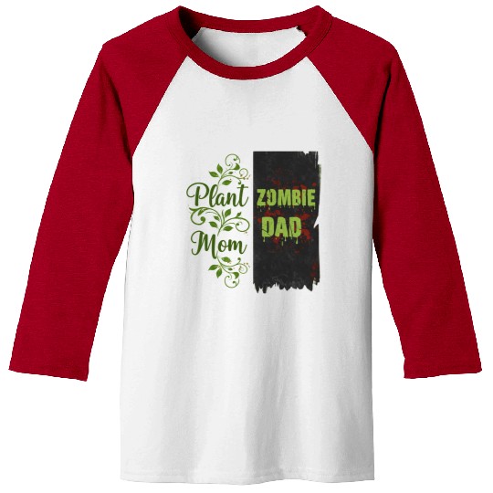 Plant Mom Zombie Dad Couple Design Baseball Tees