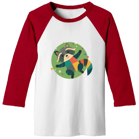 colorful raccoon lies relaxed in the green grass Baseball Tees