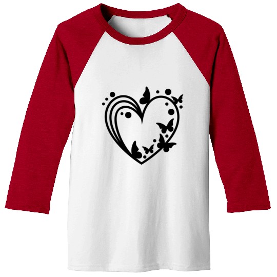 Elegant Butterfly Heart Outline Baseball Tees