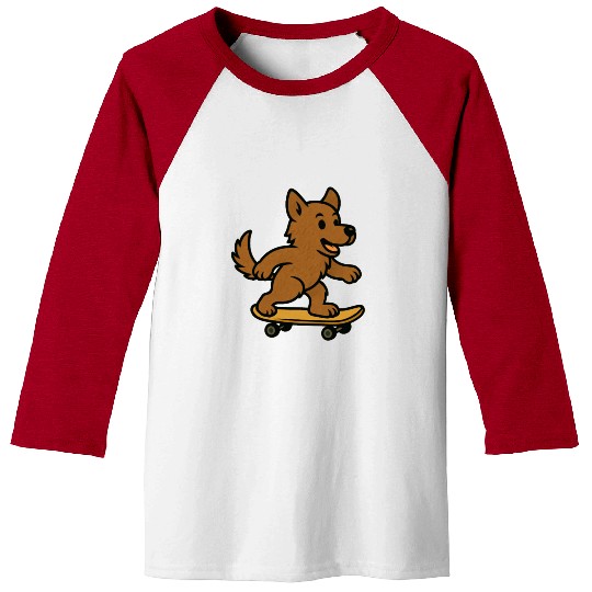 Cute Dog riding Skateboard Baseball Tees