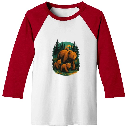 Mama Bear and Cubs Forest Baseball Tees – Bold Wildlife