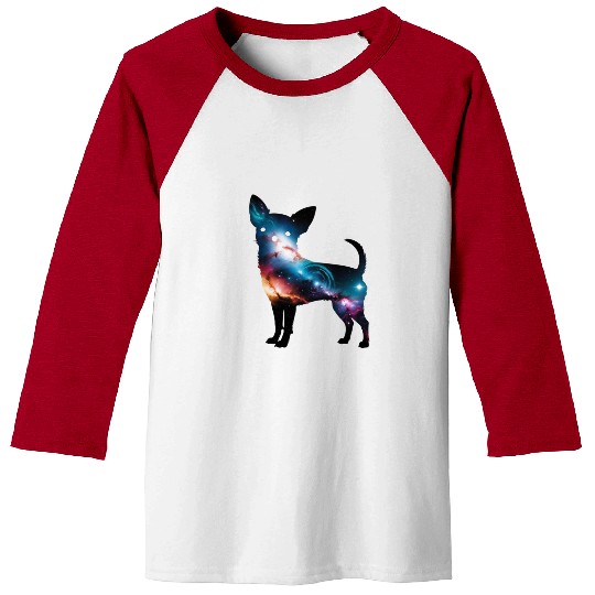 Galaxy Chihuahua Silhouette Baseball Tees