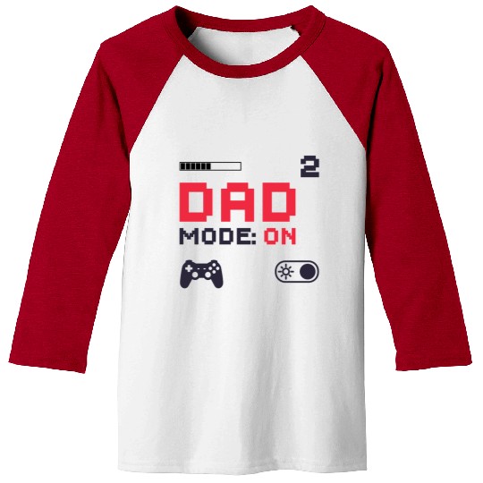 Dad Mode On Retro Gamer Dad Pixel Art Design Baseball Tees