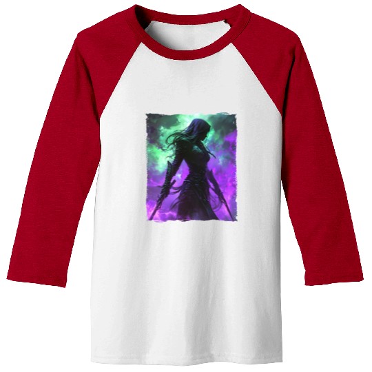 Mystical Assassin Woman In Violet Fog Fantasy Baseball Tees