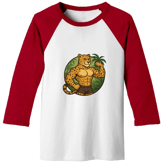 Muscular Jungle Leopard Baseball Tees
