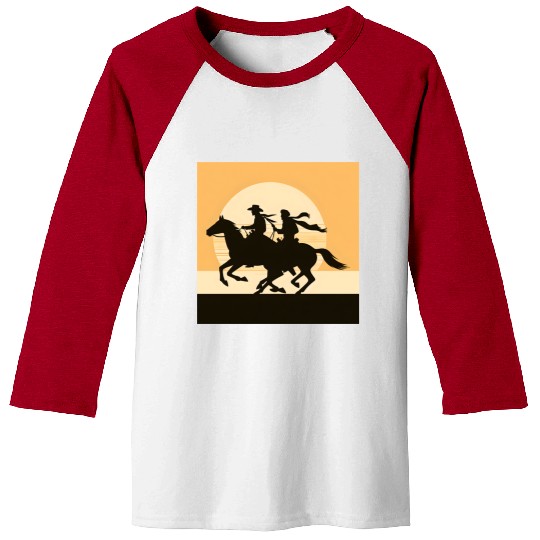 Wild West Cowboy Sunset Ride Baseball Tees