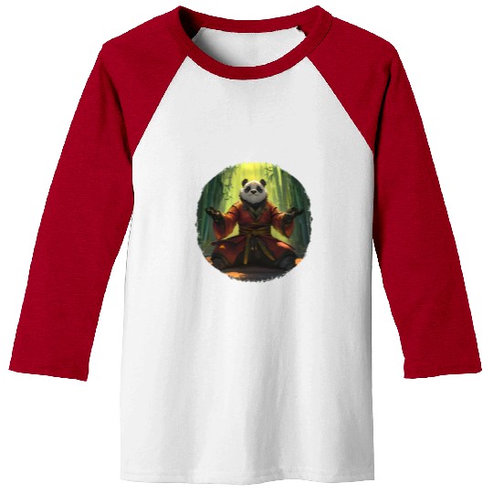 Meditating Panda In Bamboo Forest With Zen Energy Baseball Tees