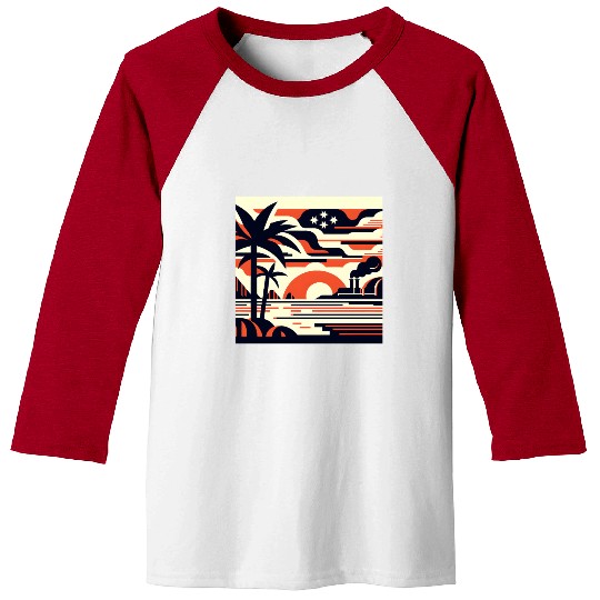Twilight Palm & Factory Scene Baseball Tees