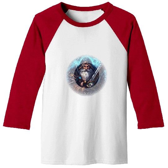 Rune Warrior with Sword Magic and Mystic Eyes Baseball Tees