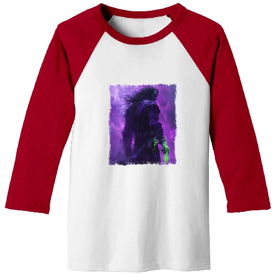 Dark Spell Warrior with Purple Mist Energy Baseball Tees