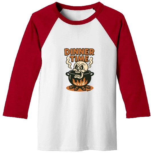 Dinner Time – Angry Skull in a Pot Baseball Tees