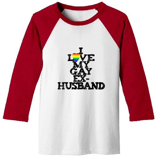 Rainbow Heart I Love My Gay Ex-Husband LGBTQ+ Ally Baseball Tees