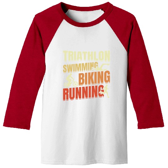 Triathlon Swim Run Cycle Repeat Baseball Tees