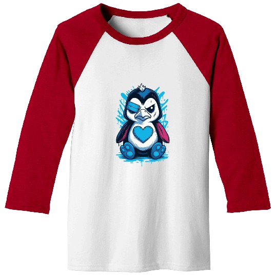 Punk penguin cartoon heart street art gothic Baseball Tees