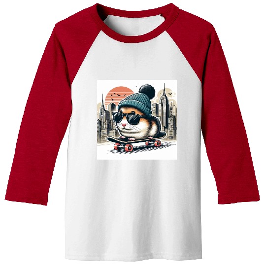 Skater Hamster – Cool Urban Rodent Style Baseball Tees