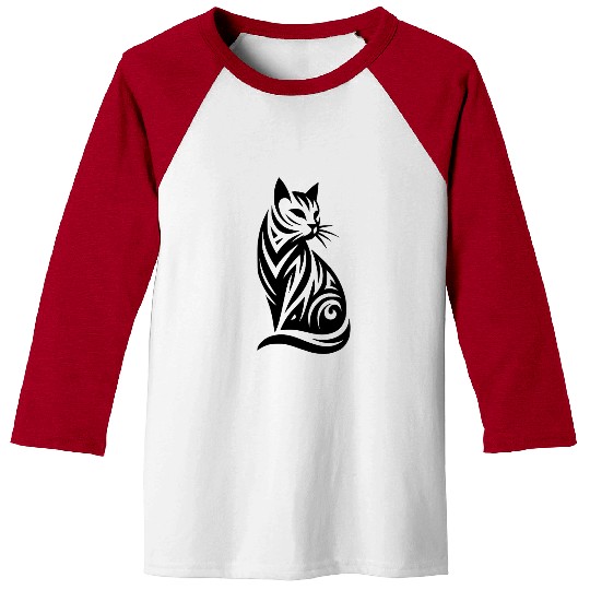 Geometric T Tattoo Of A Noble Cat Baseball Tees
