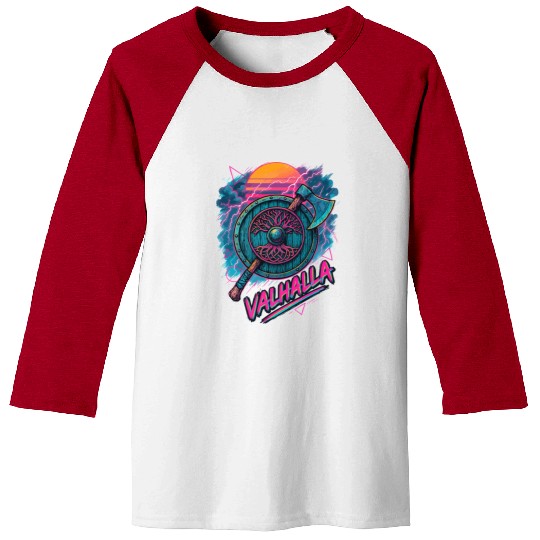 Viking Valhalla Norse Retro Vaporwave Baseball Tees