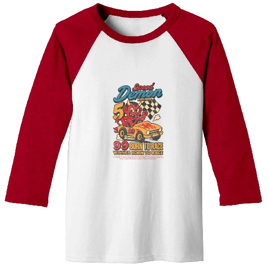 Street Speed Demon – Retro Devil Racer Baseball Tees