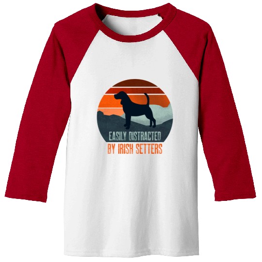 Easily Distracted By Irish Setters Dog Walking Baseball Tees